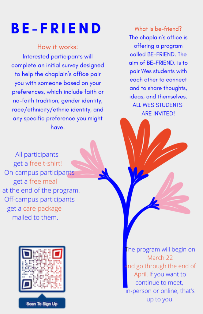 Announcement for Be-Friend Initiative with flowers